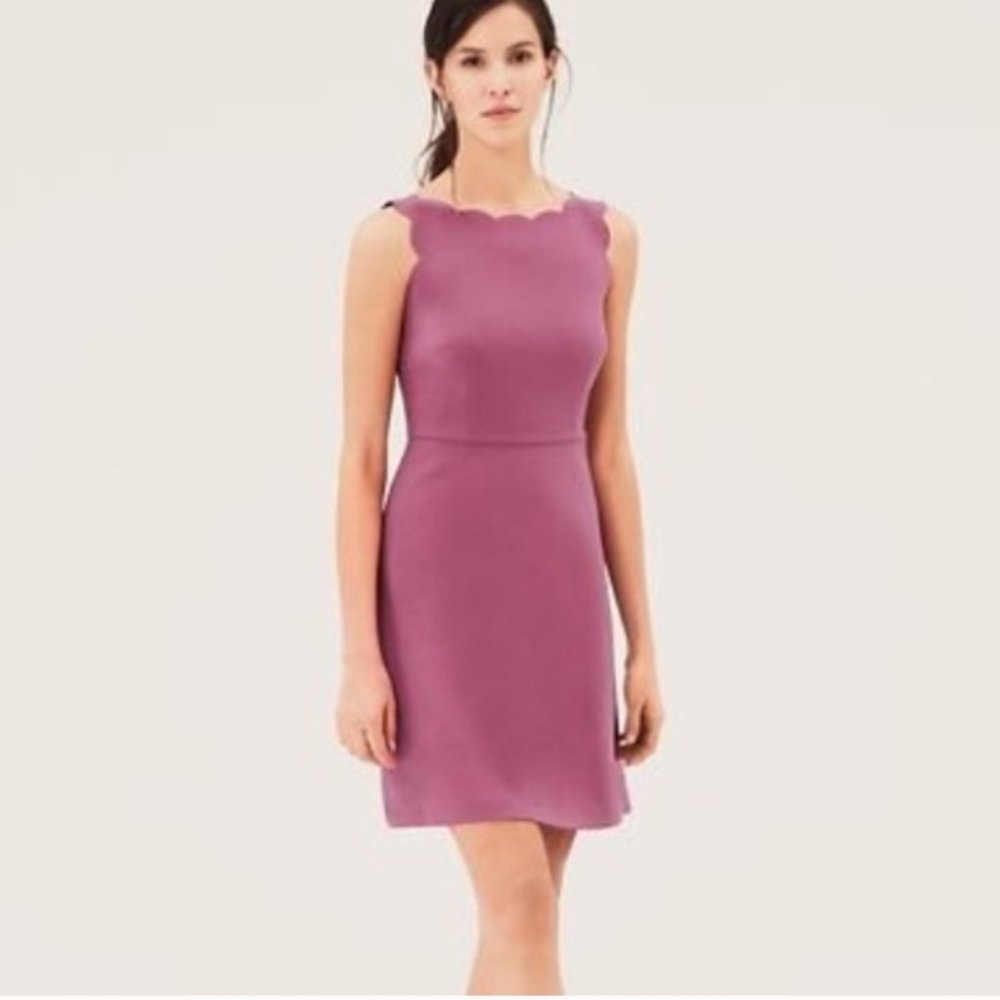 Loft Pink Scalloped Sleeveless Dress Size O Petite